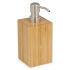Combining a stainless steel pump, a removable and refillable plastic bottle insert, and a crafted bamboo case, this 'Arena' soap pump offers a touch of rustic style to contemporary homes. Featuring non-slip silicone feet and a smooth, water-resistant lacquer finish, the bamboo soap pump is an attractive way to store liquid soap and hand lotions while adding a touch of elegance to your bathroom, kitchen or vanity table. - L.R.  Features:    Wireworks 'Arena' bamboo soap pump  Made from engineered bamboo and stainless steel with a removable plastic bottle insert  Smooth, water-resistant lacquer finish  Non-slip silicone feet  Ideal for storing liquid soap or hand lotions in style  Unique design by Lincoln Rivers    Size:    Dimensions: H: 18 x W: 7.5 x D: 7.5cm