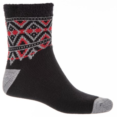 CLOSEOUTS . These Fireside by Sof Sole Indoor Cozy Lodge socks are made from a double-layered knit blend that provides cushioned, soothing comfort and warmth after a long day on your feet. Available Colors: TRIBAL BLACK, MOOSE BLACK, BLACK/RED, MARLED BROWN, MARLED BLACK, TRIBAL ROSIN, BLACK/BLUE. Sizes: 8/12.5, 10/12.5.