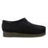 Women?s ?Wallabee? black suede shoes with a classic moccasin construction from British heritage shoemakers Clarks Originals. Crafted with premium suede uppers, the shoes feature a flat lace-up fasten, narrow squared toe and tonal stitched detailing to the vamp and topline. Set on a robust crepe rubber sole, the ?Wallabee? shoes are complete with a cushioned insole and a tonal leather Clarks Originals brand tab.  Upper: Nubuck Leather. Sole: Rubber.
