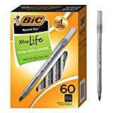 BIC Round Stic Xtra Life Ballpoint Pen, Medium Point (1.0mm), Black, 60-Count