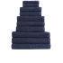 The 100% Egyptian Cotton 10 Piece Towel Bale in navy features a variety of 550gsm Egyptian cotton towels. The towels will remain soft and absorbent use after use. Adding a touch of modernity and sophistication to any bathroom, this 10 piece towel bale is a must have addition to any household. A.B.  Features:    100% Egyptian Cotton 10 Piece Towel Bale ? Navy.  550gsm.   Contains:    2 x Face Towel (30 x 30cm)  2 x Hand Towel (50 x 80cm)  3 x Bath Towel (70 x 130cm)  3 x Bath Sheet (90 x 145cm)