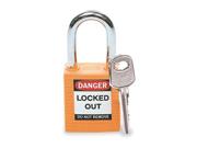 Lockout Padlock, Fiberglass, Orange Type: Safety