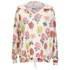 Vintage-inspired brand Wildfox presents the rose printed women?s hoody. The patterned pullover features a ?V? neckline, a hood and long sleeves. Cut with a loose-fitting style, a drawstring hem provides an adjustable fit. ? E.W.  50% Polyester, 50% Rayon.