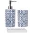 Create a contemporary look in your bathroom with the set of Indigo bathroom accessories from Sorema. Comprising a soap dish, soap dispenser and tumbler, the white accessories feature a repeated blue pattern. The coordinating accessories, crafted from ceramic, with a shiny finish, will compliment any bathroom interior.  The Set Contains :  Sorema Indigo Soap Dish  Featuring a shiny blue and white finish, the rectangular soap dish is the ideal shape for holding a bar of soap next to a basin and will keep bathroom surfaces mess and clutter free.  Sorema Indigo Soap Dispenser  The soap dispenser in the ?Indigo?range of bathroom accessories, compliments the range with its blue and white patterned finish. Ideal for liquid soaps, the dispenser will keep bathroom surfaces clutter free and stylish.  Sorema Indigo Tumbler  Ideal for holding toothbrushes and bathroom essentials, the Indigo tumbler with its glossy finish will keep your bathroom tidy and co-ordinated.