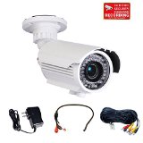 VideoSecu Day Night Built-in 1/3" Sony Effio Color CCD Infrared Bullet Security Camera 700TVL Outdoor 4-9mm Zoom Focus Lens 42 IR LEDs Home CCTV DVR with Mini Microphone, Power Supply and Cable A82