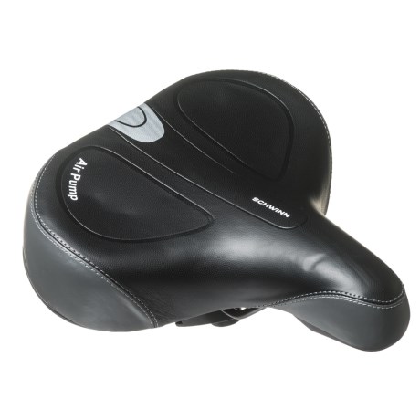CLOSEOUTS . Schwinnand#39;s Air Pump Ultra QR2 bike seat takes saddle comfort to another level with a built-in air pump to adjust your ideal level of cushioning. Available Colors: SEE PHOTO.