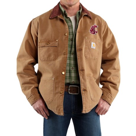 2NDS . Look for your favorite college team among the swatches of Carharttand#39;s Weathered Cotton Duck chore coat -- designed for the active man in a ring-spun cotton thatand#39;s broken in for comfortable wear. Available Colors: CARHARTT BROWN TEXAS Aandamp;M, CARHARTT BROWN ALABAMA, CARHARTT BROWN AUBURN, CARHARTT BROWN MICHIGAN, CARHARTT BROWN NORTH CAROLINA, CARHARTT BROWN TENNESSEE, CARHARTT BROWN WISCONSIN, CARHARTT BROWN WEST VIRGINIA, CARHARTT BROWN SOUTH CAROLINA, CARHARTT BROWN CLEMSON, CARHARTT BROWN MISSISSIPPI, CARHARTT BROWN WASHINGTON STATE, CARHARTT BROWN GEORGIA TECH, CARHARTT BROWN MISSISSIPPI STATE, CARHARTT BROWN TEXAS TECH, CARHARTT BROWN MISSOURI, CARHARTT BROWN OREGON STATE, CARHARTT BROWN SYRACUSE, CARHARTT BROWN OREGON, CARHARTT BROWN PURDUE, CARHARTT BROWN NORTH CAROLINA STATE, CARHARTT BROWN OKLAHOMA STATE, CARHARTT BROWN. Sizes: S, M, L, XL, 2XL.