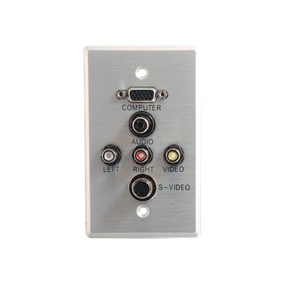 C2G - Mounting plate - HD-15  RCA X 3  4 pin mini-DIN  mini-phone stereo 3.5 mm - aluminum - 1-gang