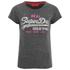 Women?s ?Entry? grey melange T-shirt from Superdry with an iridescent vintage logo print across the chest. Crafted from a soft cotton blend, the slim fit tee features a ribbed crew neckline and short sleeves. Complete with a woven brand tab on the sleeve cuff. ? A.D.  80% Cotton, 20% Polyester