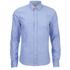 Men?s ?Cliffe? blue cotton long sleeve shirt from BOSS Orange. Crafted from pure finely textured cotton and cut with a casual fit, the shirt features a full front button placket, pointed collar and long sleeves with turned-back corners at the cuffs. Complete with a locker loop to the yoke, a metallic BOSS Orange brand tab to the side seam, and all-over contrasting white stitching.  100% Cotton