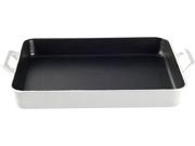 La Cuisine 13 x 10 Shallow Roasting Pan with 2 Handles Size/Dimensions: 3L Type: Shallow Roasting Pan Color: White Features: Use for for all types of roast meat, vegetable and fish dishes