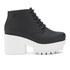 Women's heeled ankle boots from Melissa with signature melflex plastic construction and lace up front. The 'Stellar' boots are set upon a chunky, contrast sole with block heel and cleated tread. Complete with tonal laces. - K.N.  Melflex Plastic  Heel Height: 3