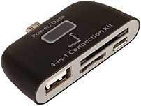 Easily transfer pictures and videos from camera, memory card and USB key on tablet pc or smartphone with Urban Factory ICR42UF 4 in 1 Connection Kit