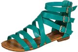 Breckelle's Women's Covina-24 Gladiator Strappy Flat Sandals,Aqua,8