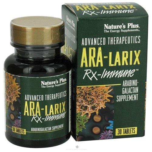 Nature's Plus ARA-Larix Rx Immune - 30 Tablets Nature's Plus ARA-Larix Rx-Immune, from Nature's Plus, is a natural arabinogalactan supplement that bolsters the body's natural defenses while cleansing and reinforcing digestion for maximal health. Nature's Plus ARA-Larix Rx-Immune's focused internal activity promotes the robust maintenance of general well-being. Nature's Plus ARA-Larix Rx-Immune's action is naturally long lasting due to its soluble fiber content. Nature's Plus ARA-Larix Rx-Immune