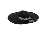 Black Summer Exquisite Leopard Ribbon Bowknot Decorated Openwork Sun Hat For Women Type: Capes, Coats & Vests
